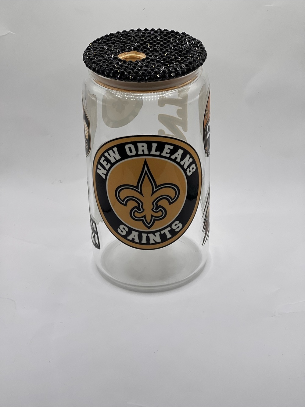 Glass Canister with Black Beaded Lid